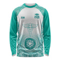Aussie Nurse RN 2026 Personalised Long Sleeve Shirt Turquoise Aboriginal Art Pattern Cultural Pride
