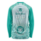 Aussie Nurse RN 2026 Personalised Long Sleeve Shirt Turquoise Aboriginal Art Pattern Cultural Pride