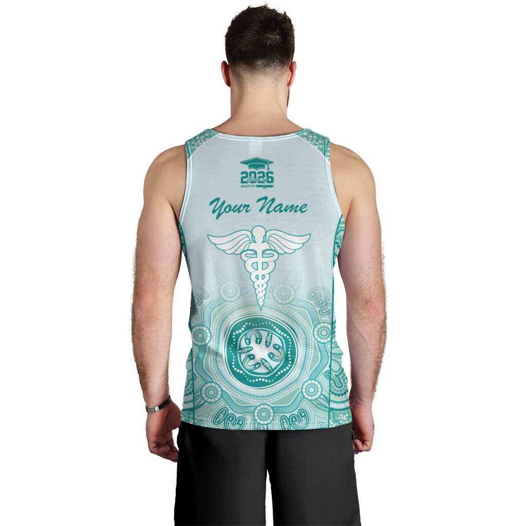 Aussie Nurse RN 2026 Personalised Men Tank Top Turquoise Aboriginal Art Pattern Cultural Pride