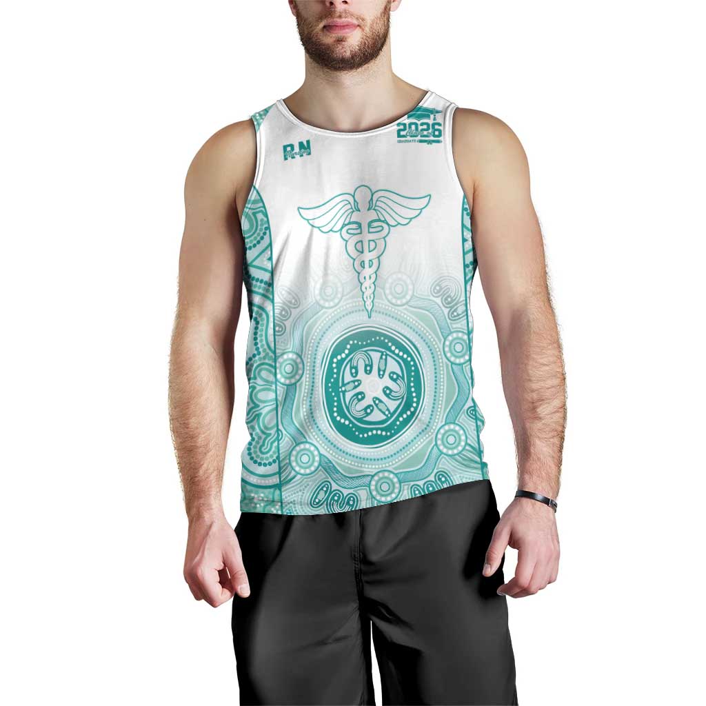 Aussie Nurse RN 2026 Personalised Men Tank Top Turquoise Aboriginal Art Pattern Cultural Pride