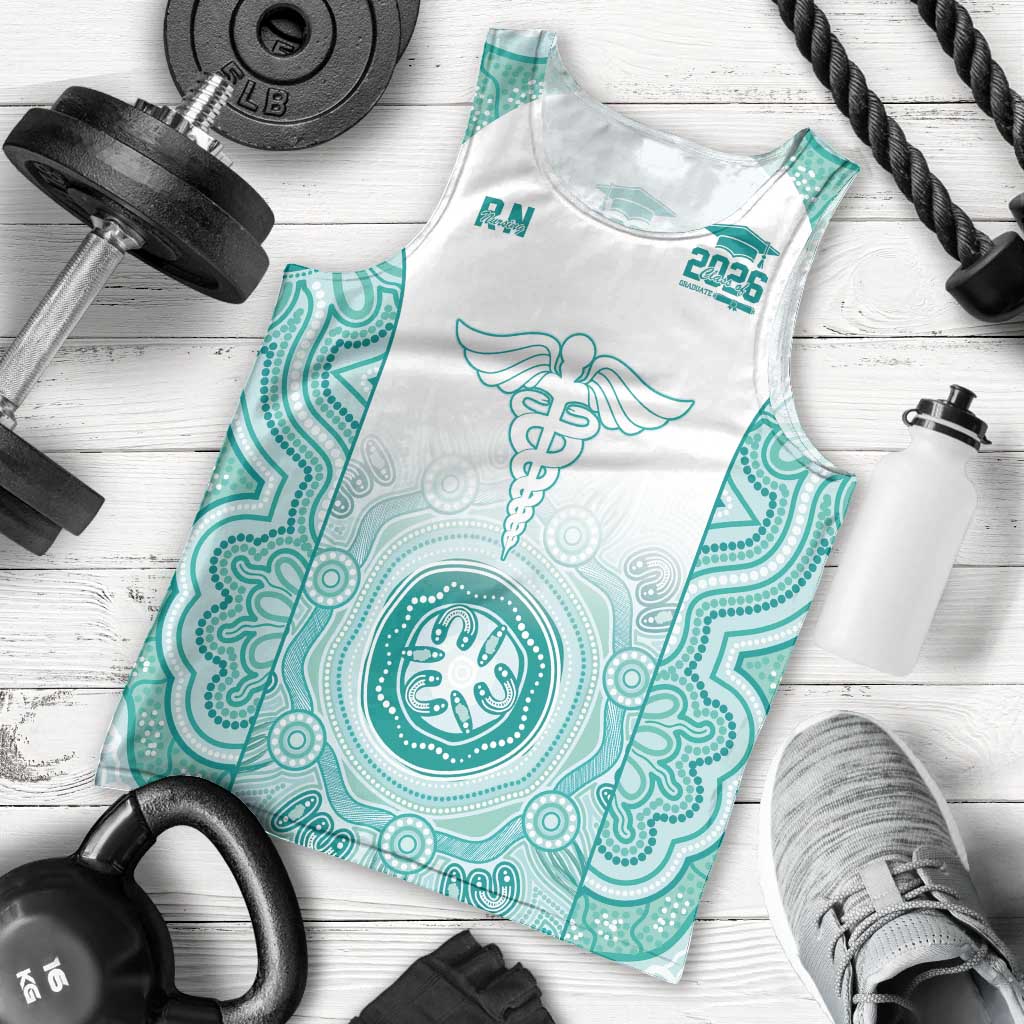 Aussie Nurse RN 2026 Personalised Men Tank Top Turquoise Aboriginal Art Pattern Cultural Pride