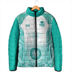 Aussie Nurse RN 2026 Personalised Padded Jacket Turquoise Aboriginal Art Pattern Cultural Pride