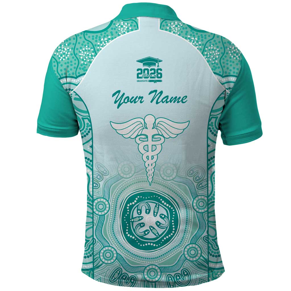 Aussie Nurse RN 2026 Personalised Polo Shirt Turquoise Aboriginal Art Pattern Cultural Pride