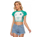 Aussie Nurse RN 2026 Personalised Raglan Cropped T Shirt Turquoise Aboriginal Art Pattern Cultural Pride