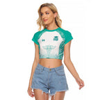 Aussie Nurse RN 2026 Personalised Raglan Cropped T Shirt Turquoise Aboriginal Art Pattern Cultural Pride