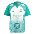 Aussie Nurse RN 2026 Personalised Rugby Jersey Turquoise Aboriginal Art Pattern Cultural Pride