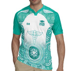 Aussie Nurse RN 2026 Personalised Rugby Jersey Turquoise Aboriginal Art Pattern Cultural Pride