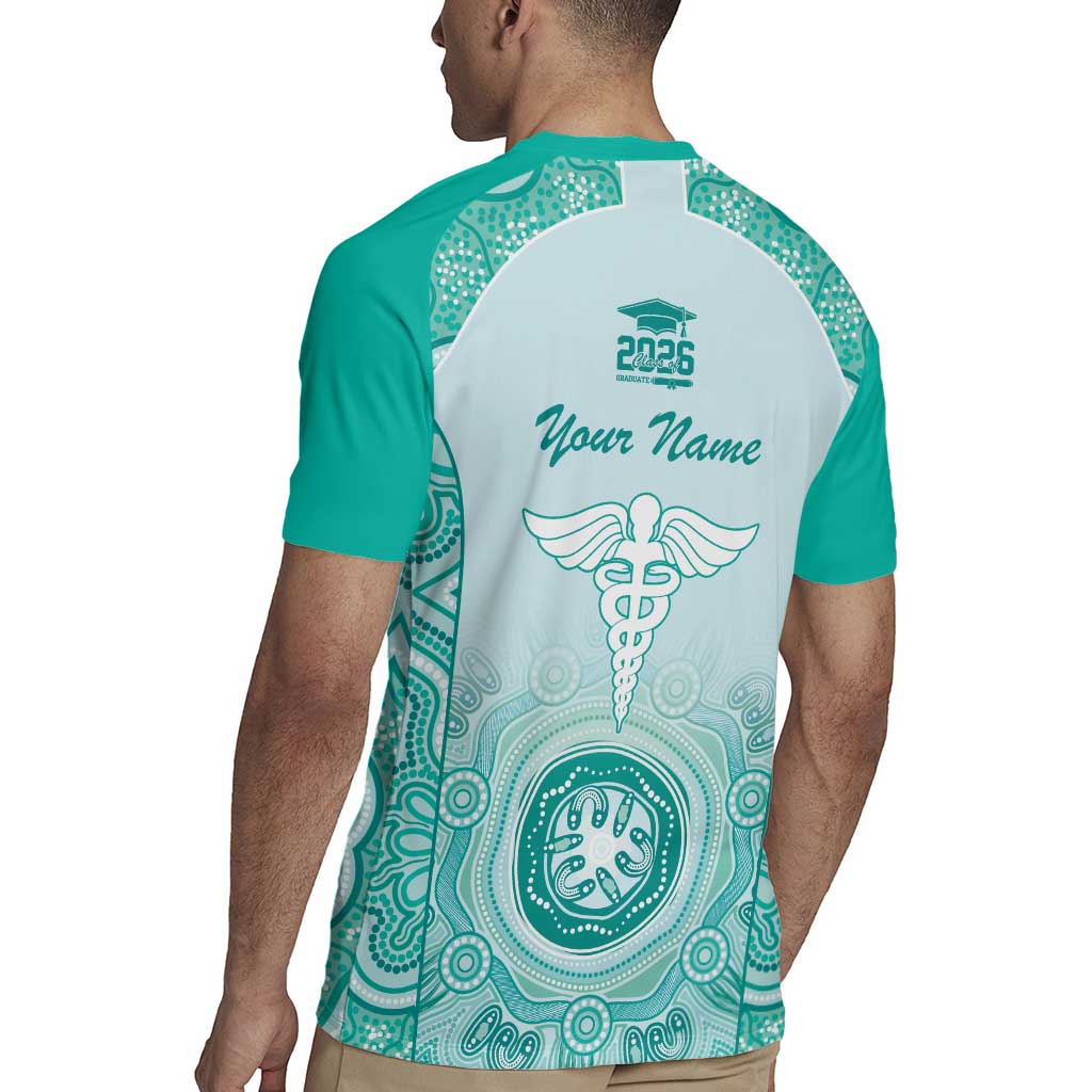 Aussie Nurse RN 2026 Personalised Rugby Jersey Turquoise Aboriginal Art Pattern Cultural Pride