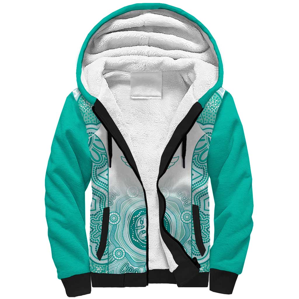 Aussie Nurse RN 2026 Personalised Sherpa Hoodie Turquoise Aboriginal Art Pattern Cultural Pride