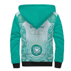 Aussie Nurse RN 2026 Personalised Sherpa Hoodie Turquoise Aboriginal Art Pattern Cultural Pride