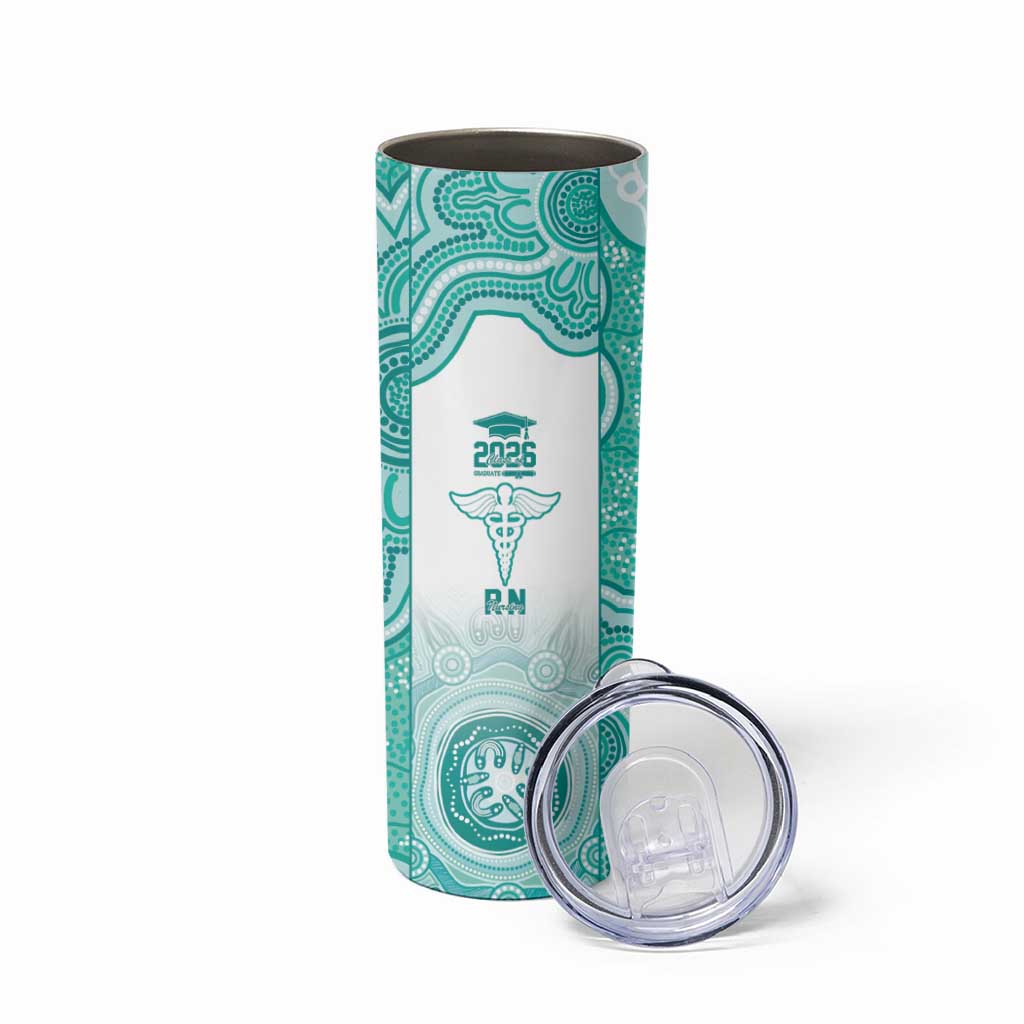 Aussie Nurse RN 2026 Personalised Skinny Tumbler Turquoise Aboriginal Art Pattern Cultural Pride
