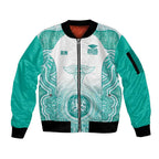 Aussie Nurse RN 2026 Personalised Sleeve Zip Bomber Jacket Turquoise Aboriginal Art Pattern Cultural Pride