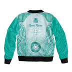 Aussie Nurse RN 2026 Personalised Sleeve Zip Bomber Jacket Turquoise Aboriginal Art Pattern Cultural Pride