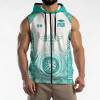 Aussie Nurse RN 2026 Personalised Sleeveless Zip Hoodie Turquoise Aboriginal Art Pattern Cultural Pride