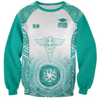Aussie Nurse RN 2026 Personalised Sweatshirt Turquoise Aboriginal Art Pattern Cultural Pride