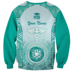 Aussie Nurse RN 2026 Personalised Sweatshirt Turquoise Aboriginal Art Pattern Cultural Pride