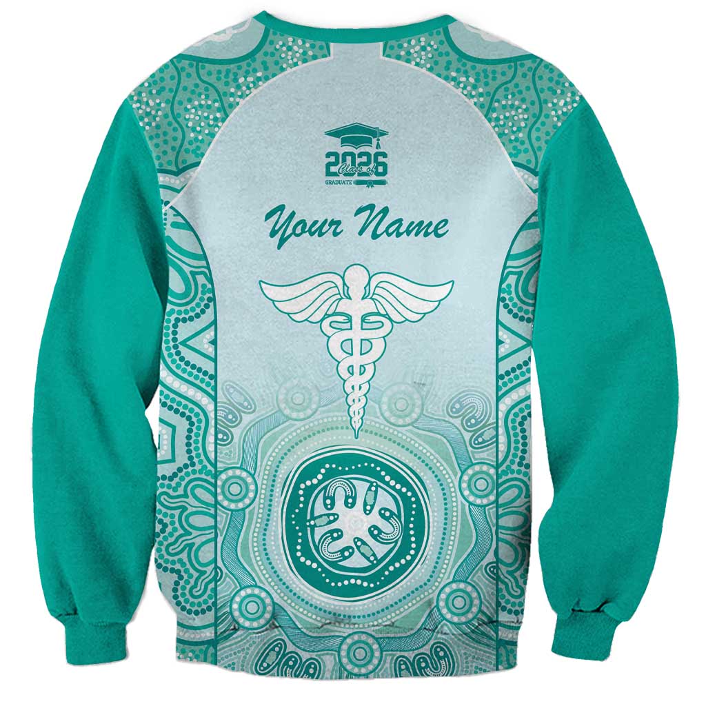 Aussie Nurse RN 2026 Personalised Sweatshirt Turquoise Aboriginal Art Pattern Cultural Pride