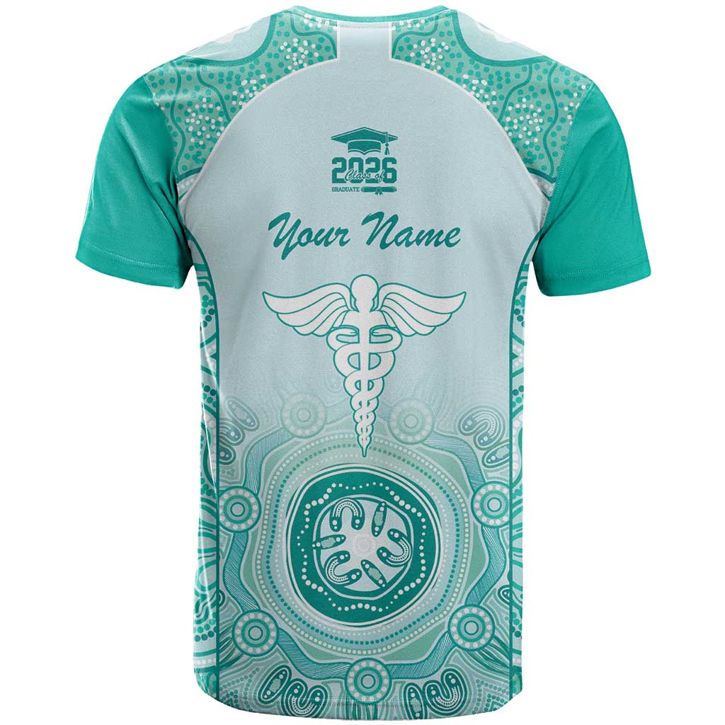 Aussie Nurse RN 2026 Personalised T Shirt Turquoise Aboriginal Art Pattern Cultural Pride