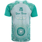 Aussie Nurse RN 2026 Personalised T Shirt Turquoise Aboriginal Art Pattern Cultural Pride