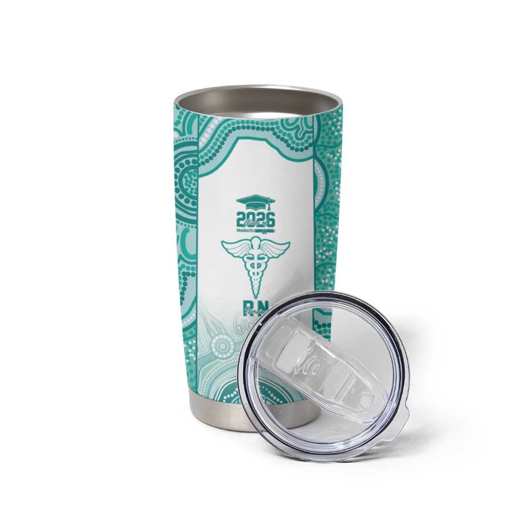Aussie Nurse RN 2026 Personalised Tumbler Cup Turquoise Aboriginal Art Pattern Cultural Pride
