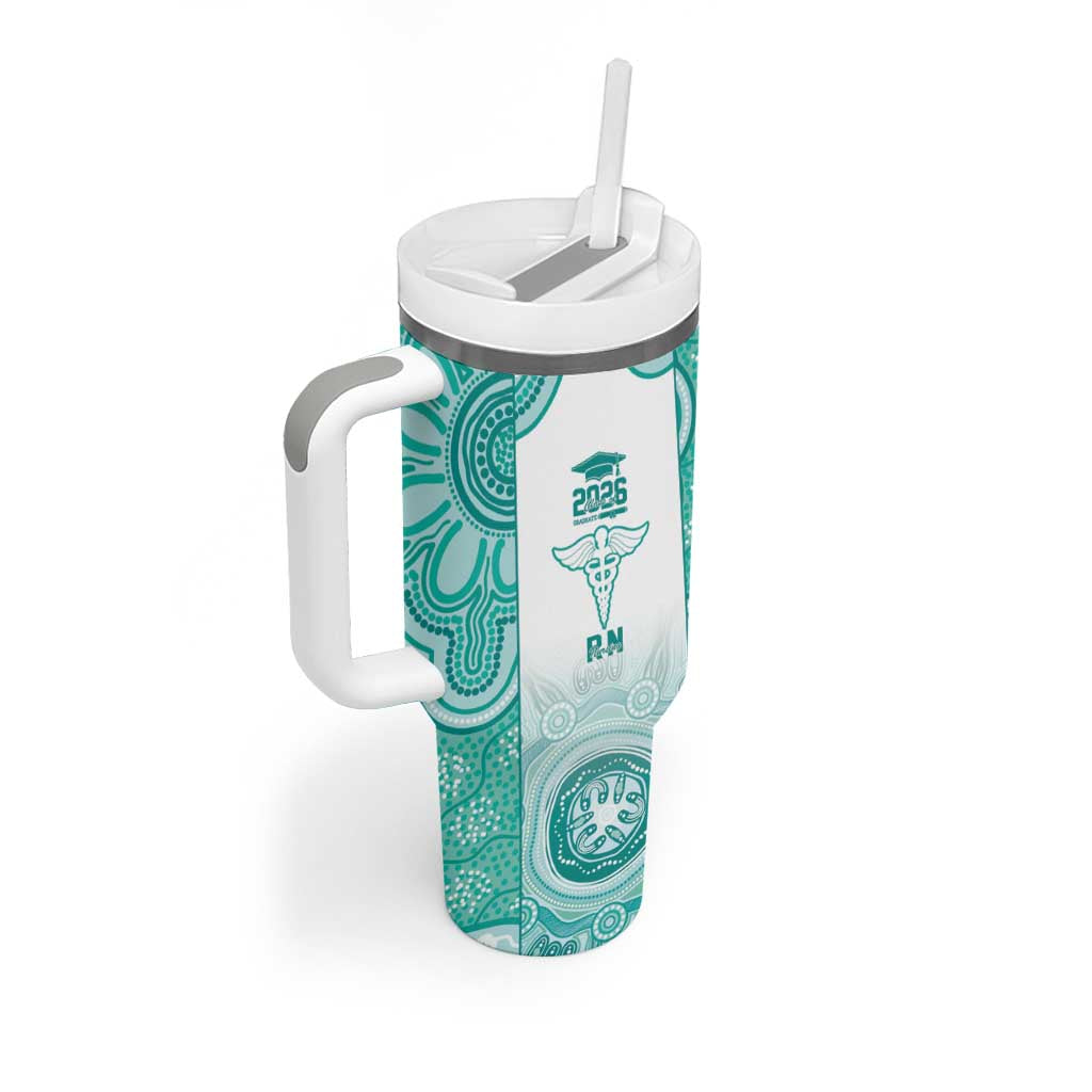 Aussie Nurse RN 2026 Personalised Tumbler With Handle Turquoise Aboriginal Art Pattern Cultural Pride