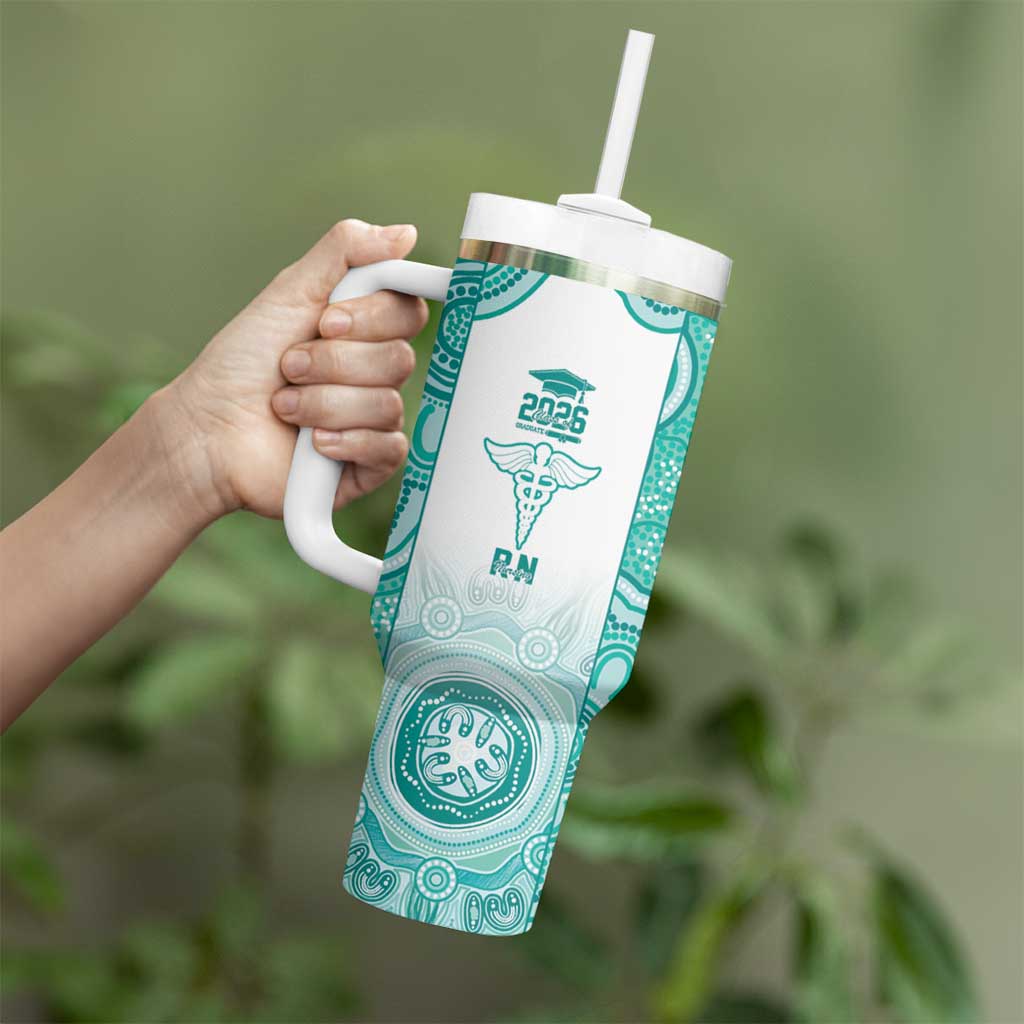Aussie Nurse RN 2026 Personalised Tumbler With Handle Turquoise Aboriginal Art Pattern Cultural Pride