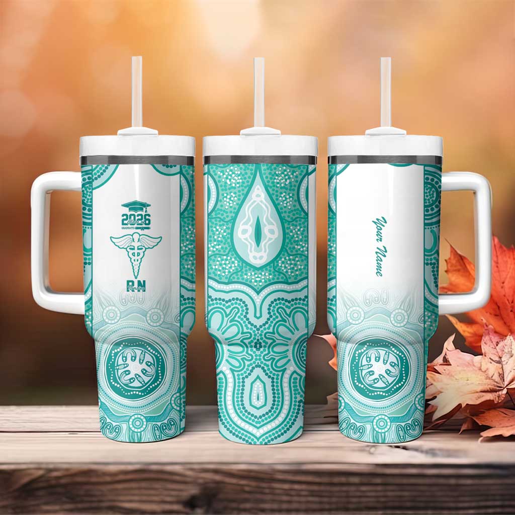 Aussie Nurse RN 2026 Personalised Tumbler With Handle Turquoise Aboriginal Art Pattern Cultural Pride