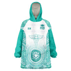 Aussie Nurse RN 2026 Personalised Wearable Blanket Hoodie Turquoise Aboriginal Art Pattern Cultural Pride