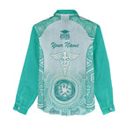 Aussie Nurse RN 2026 Personalised Women Casual Shirt Turquoise Aboriginal Art Pattern Cultural Pride