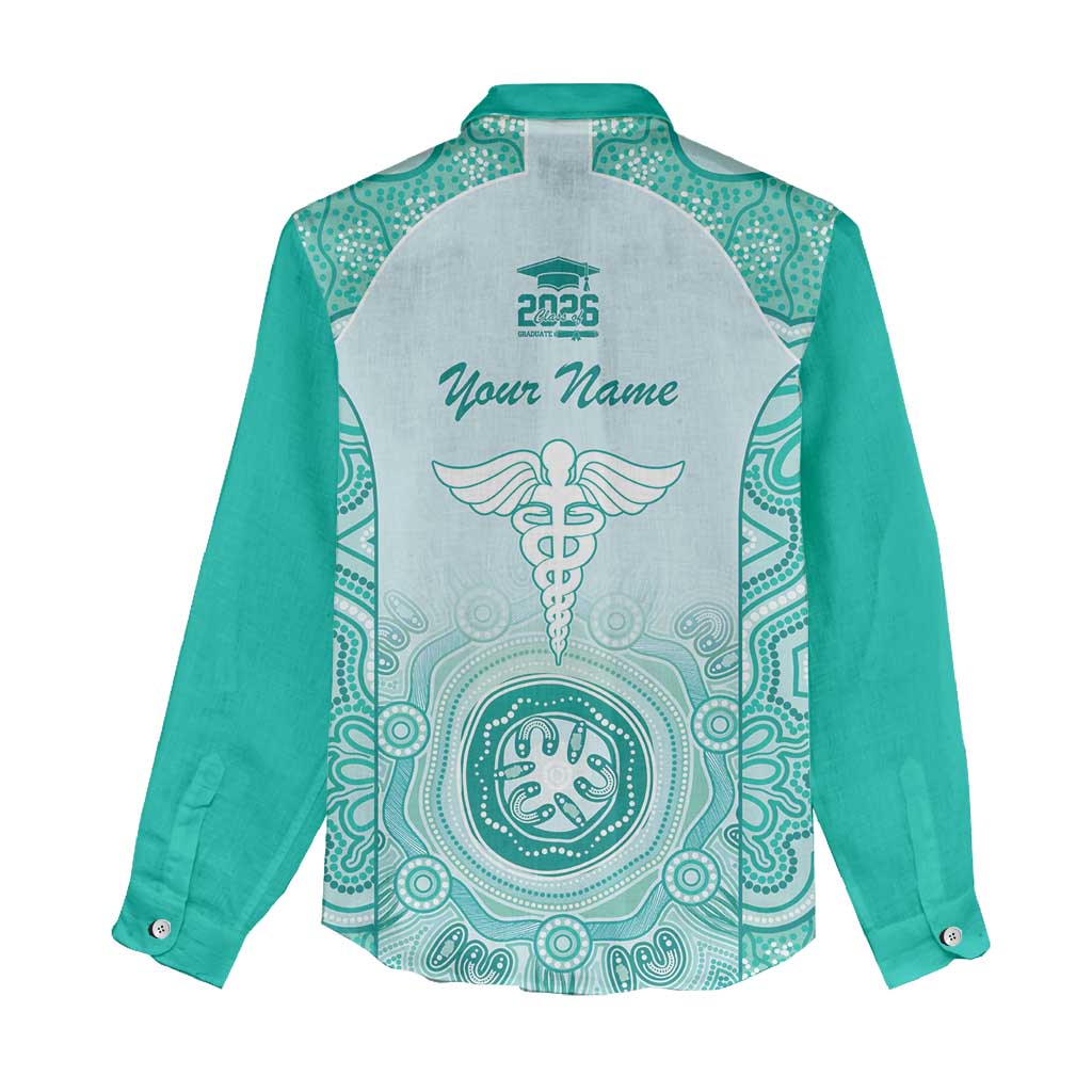 Aussie Nurse RN 2026 Personalised Women Casual Shirt Turquoise Aboriginal Art Pattern Cultural Pride