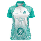 Aussie Nurse RN 2026 Personalised Women Polo Shirt Turquoise Aboriginal Art Pattern Cultural Pride