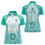 Aussie Nurse RN 2026 Personalised Women Polo Shirt Turquoise Aboriginal Art Pattern Cultural Pride