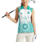 Aussie Nurse RN 2026 Personalised Women Sleeveless Polo Shirt Turquoise Aboriginal Art Pattern Cultural Pride
