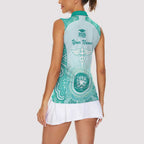 Aussie Nurse RN 2026 Personalised Women Sleeveless Polo Shirt Turquoise Aboriginal Art Pattern Cultural Pride