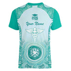 Aussie Nurse RN 2026 Personalised Women V-Neck T-Shirt Turquoise Aboriginal Art Pattern Cultural Pride