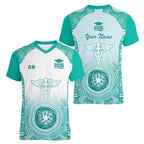 Aussie Nurse RN 2026 Personalised Women V-Neck T-Shirt Turquoise Aboriginal Art Pattern Cultural Pride
