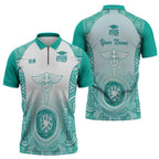 Aussie Nurse RN 2026 Personalised Zipper Polo Shirt Turquoise Aboriginal Art Pattern Cultural Pride