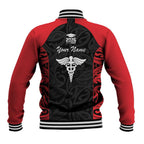 New Zealand Nurse RN 2026 Personalised Baseball Jacket Red Maori Pattern Cultural Pride