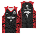 New Zealand Nurse RN 2026 Personalised Basketball Jersey Red Maori Pattern Cultural Pride