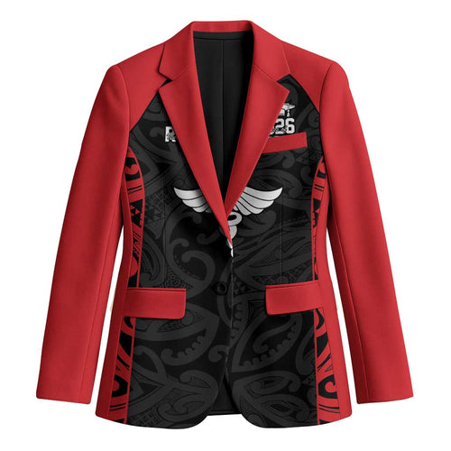New Zealand Nurse RN 2026 Personalised Blazer Red Maori Pattern Cultural Pride