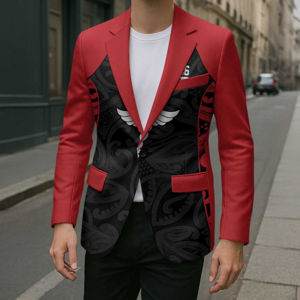 New Zealand Nurse RN 2026 Personalised Blazer Red Maori Pattern Cultural Pride
