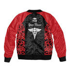 New Zealand Nurse RN 2026 Personalised Bomber Jacket Red Maori Pattern Cultural Pride