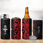 New Zealand Nurse RN 2026 Personalised 4 in 1 Can Cooler Tumbler Red Maori Pattern Cultural Pride