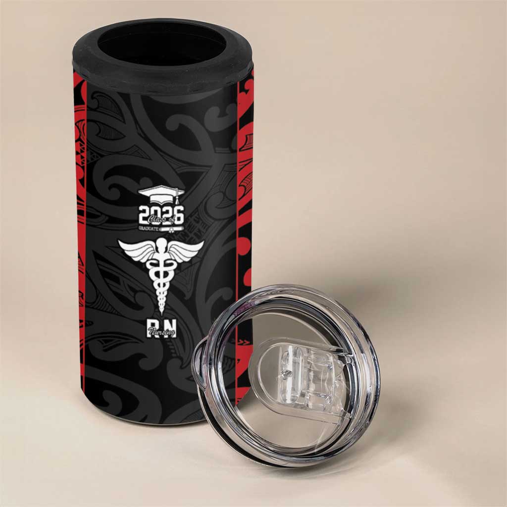New Zealand Nurse RN 2026 Personalised 4 in 1 Can Cooler Tumbler Red Maori Pattern Cultural Pride
