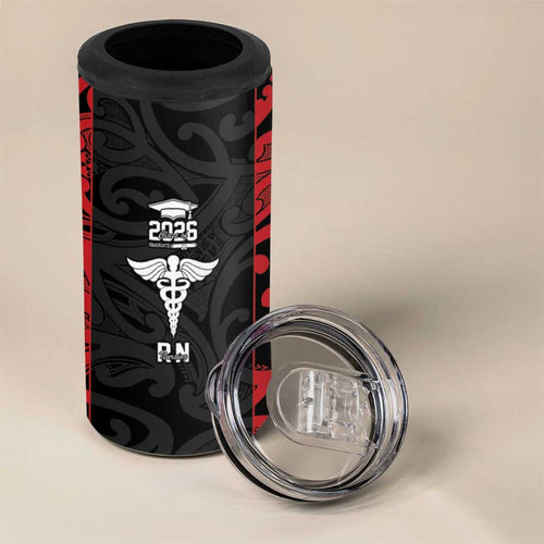 New Zealand Nurse RN 2026 Personalised 4 in 1 Can Cooler Tumbler Red Maori Pattern Cultural Pride