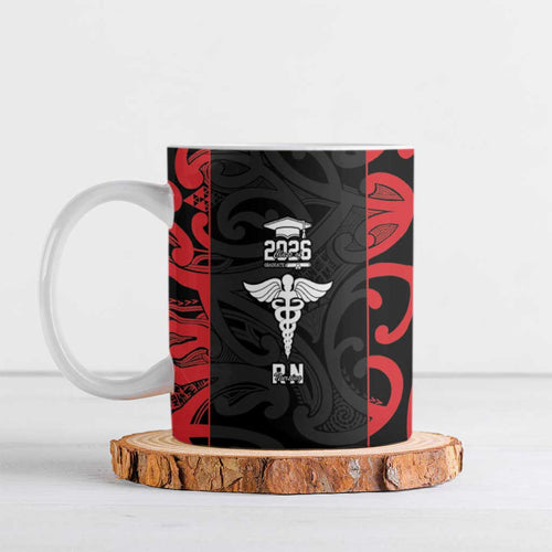 New Zealand Nurse RN 2026 Personalised Ceramic Mug Red Maori Pattern Cultural Pride