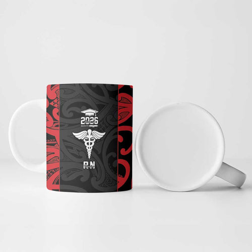 New Zealand Nurse RN 2026 Personalised Ceramic Mug Red Maori Pattern Cultural Pride