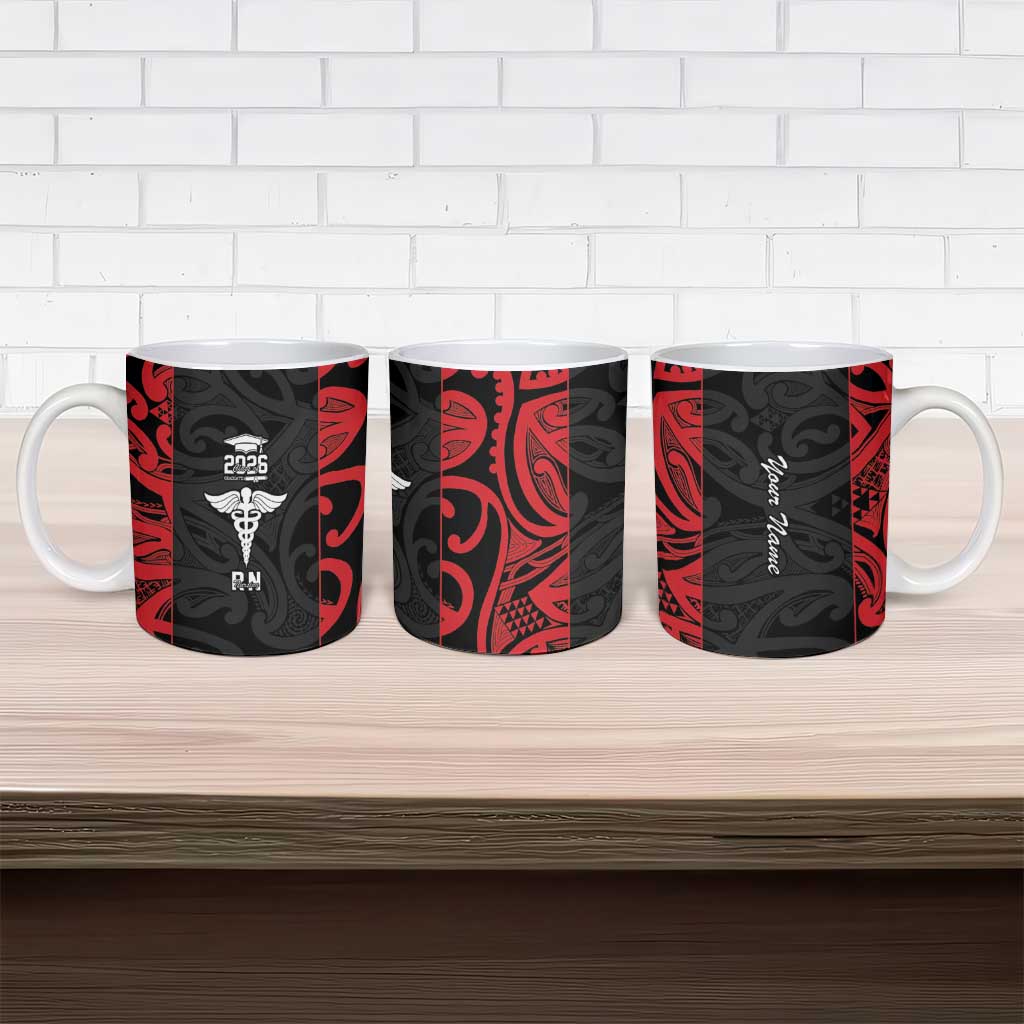 New Zealand Nurse RN 2026 Personalised Ceramic Mug Red Maori Pattern Cultural Pride