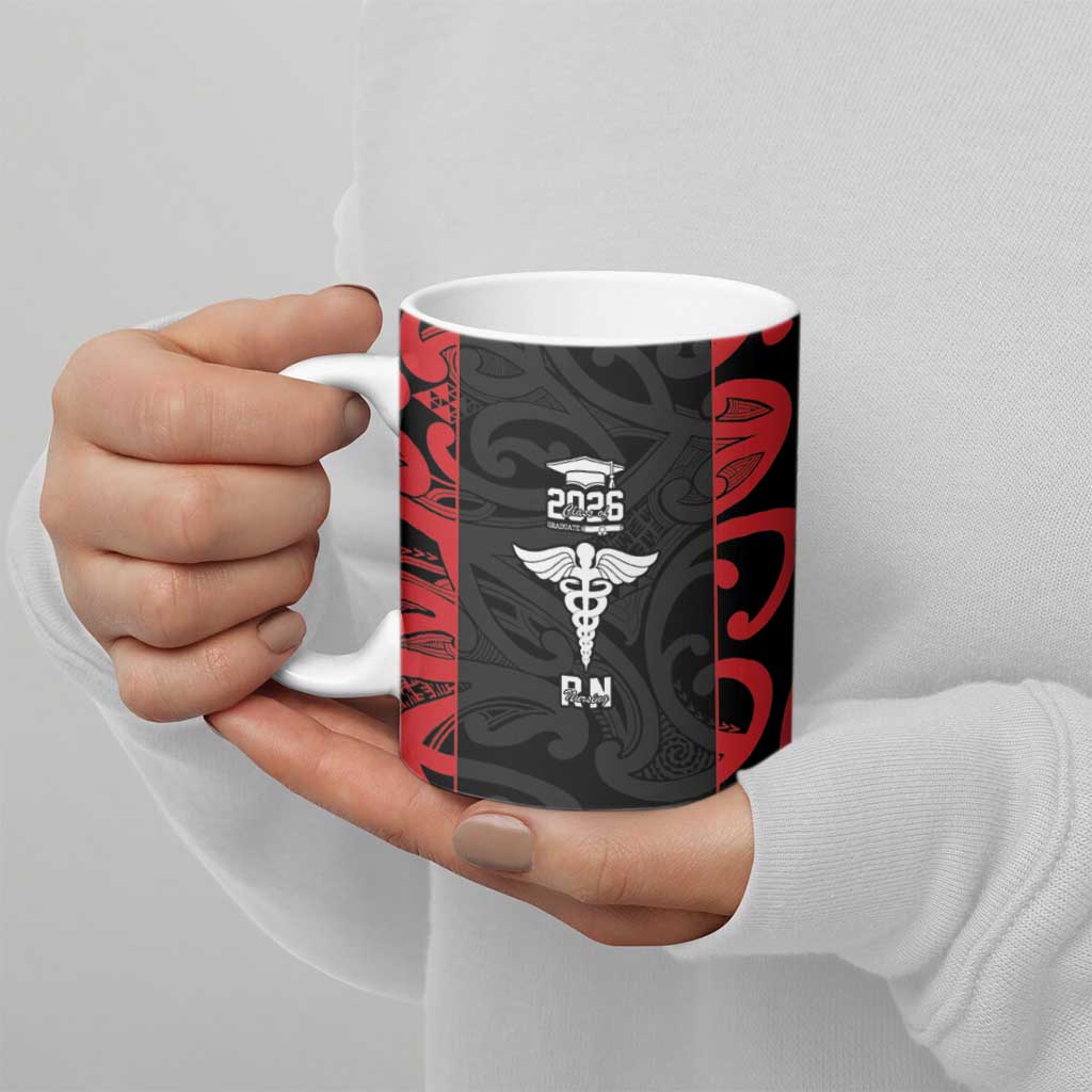 New Zealand Nurse RN 2026 Personalised Ceramic Mug Red Maori Pattern Cultural Pride