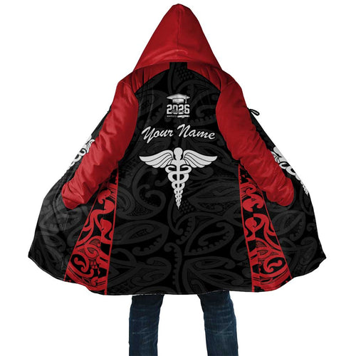 New Zealand Nurse RN 2026 Personalised Cloak Red Maori Pattern Cultural Pride